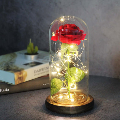  Christmas Decoration Rose Flower in Glass LED Light