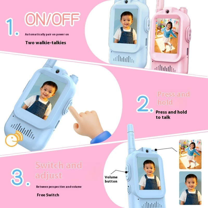 Walkie Talkies Mini Video Wireless For Kids Handheld 2 Pack 