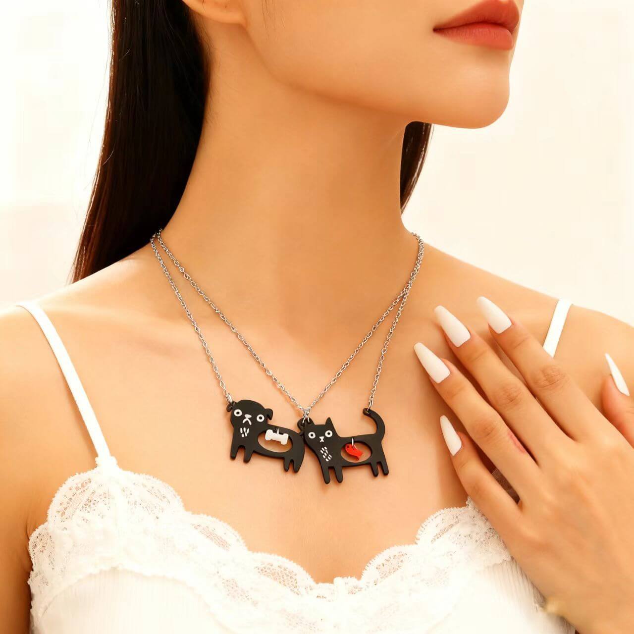 Cute Dog Cat Cartoon Necklace Ins Creative Collarbone Chain