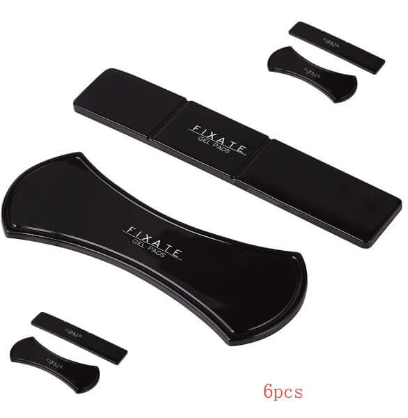 Multifunctional black gel pads set with 6 pieces, ideal for phone holders and wall stickers.
