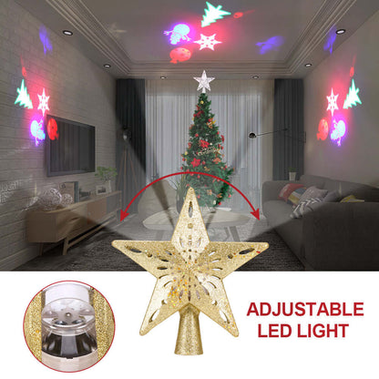Christmas Tree Top Light Star Snowflake Shape LED Laser 