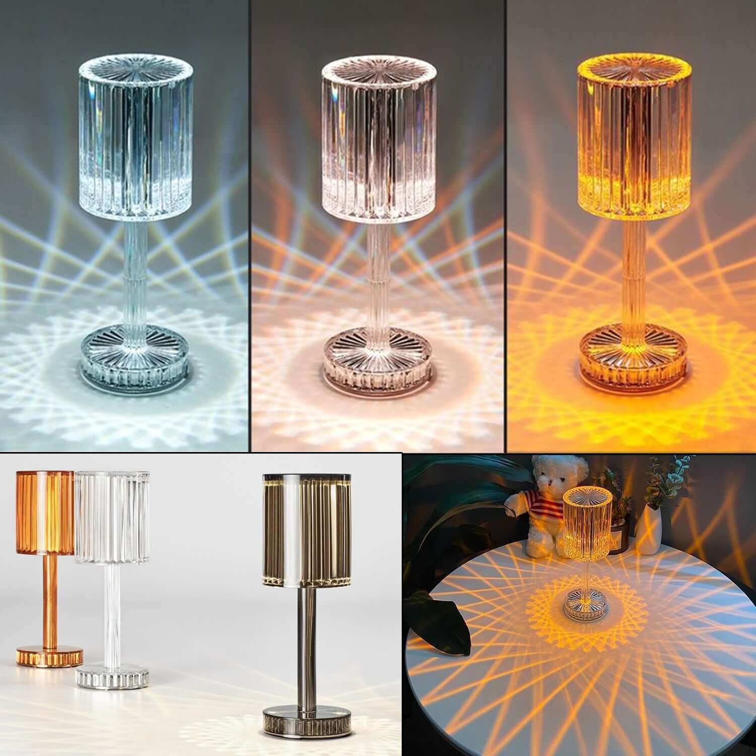 Crystal Table Lamp Romantic LED Warm Light for Home Decor