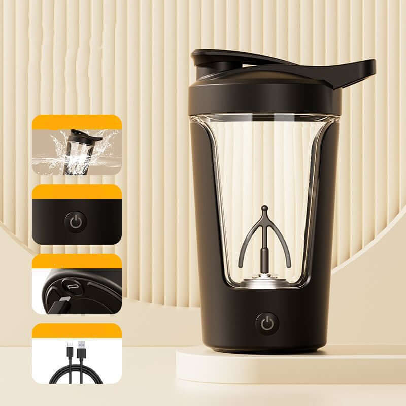 400ML electric protein shaker cup with USB charging and automatic mixing feature for smoothies and protein powders.