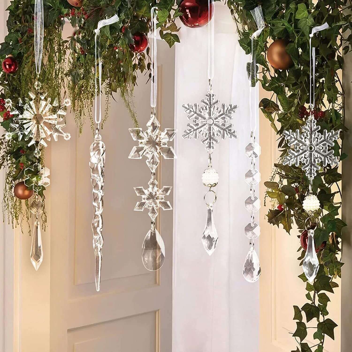 10pcs acrylic Christmas tree hanging ornaments