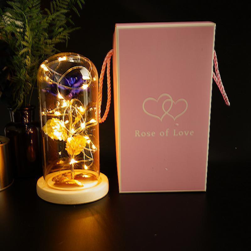 Enchanted Forever Rose Flower in Glass with LED Light