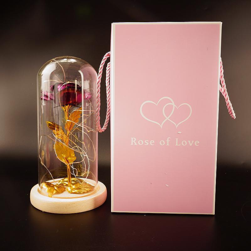 Enchanted Forever Rose Flower in Glass with LED Light