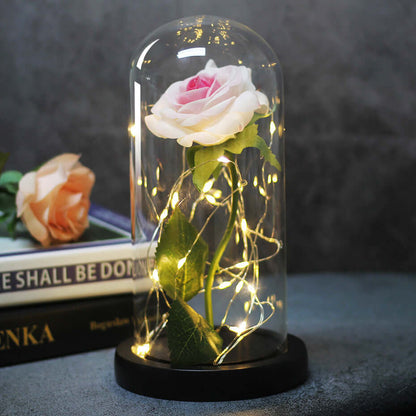  Christmas Decoration Rose Flower in Glass LED Light
