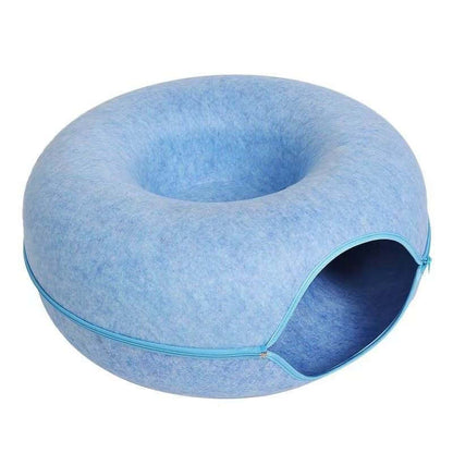 Donut Cat Tunnel Bed Pets House Natural Felt Pet Cat House