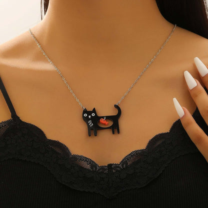 Cute Dog Cat Cartoon Necklace Ins Creative Collarbone Chain