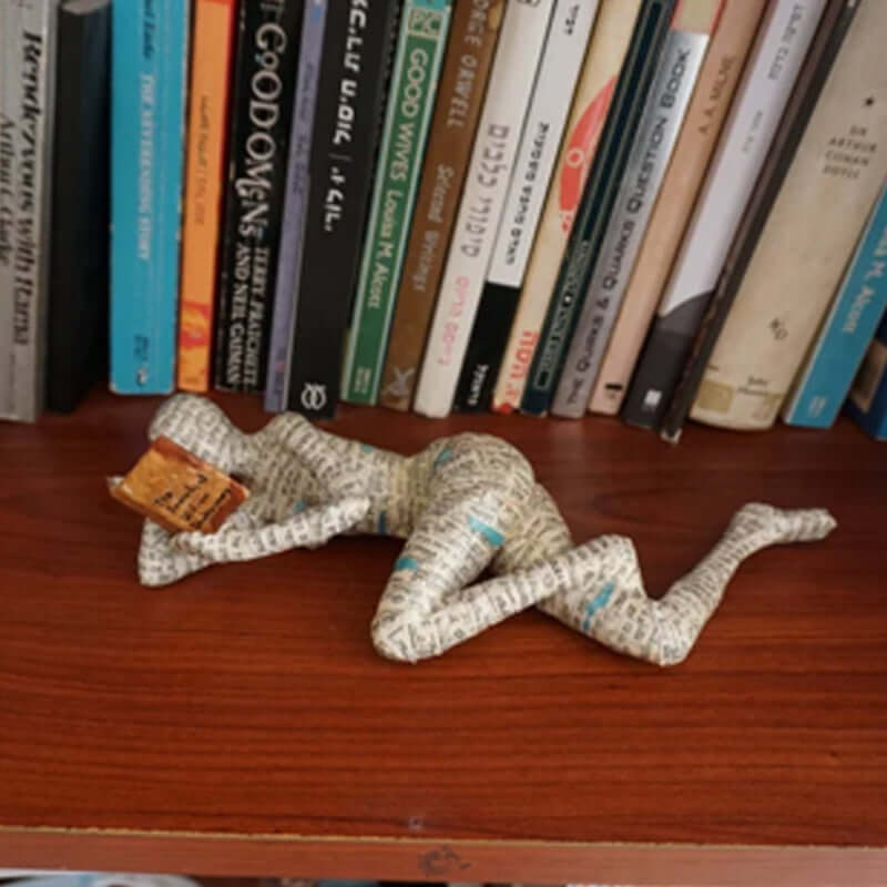 Home Decor Reading Woman Thinker Resin Statue - Elegant 