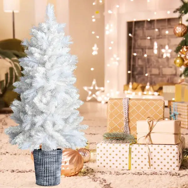 4 FT White Artificial Christmas Tree With Pot Stand