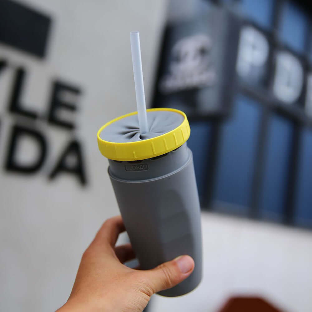 Portable Tumbler Cup  Double Wall Travel Bottle with Straw