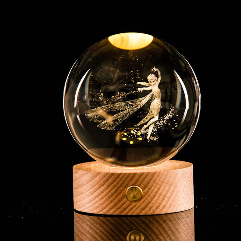 Luminous Galaxy Crystal Ball  3D Laser Carved Decor