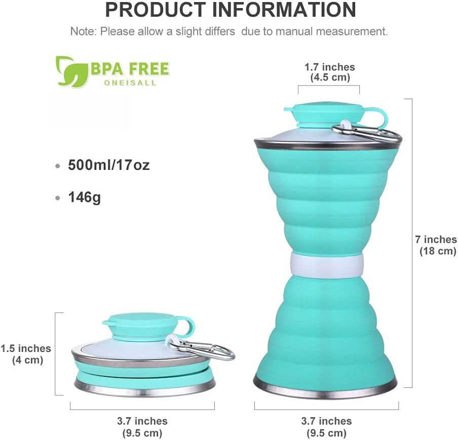 500ML Foldable Silicone Water Bottle for Travel & Sports