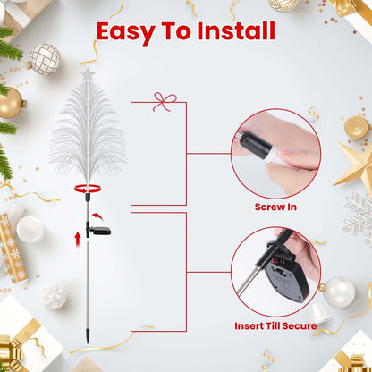 4Pack 7 Color Changing Solar Christmas Tree Lights Outdoor 