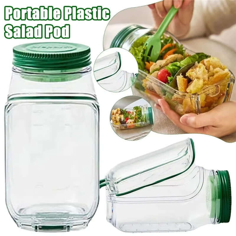 Portable Plastic Salad Pod All-In-One Container Leak Proof