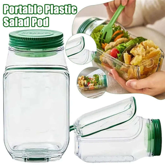 Portable Plastic Salad Pod All-In-One Container Leak Proof