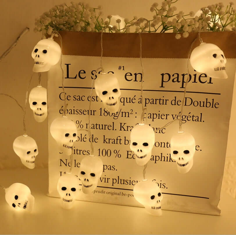 Halloween Decorations Light String Led Skeleton Lamp with glowing skulls for festive decoration