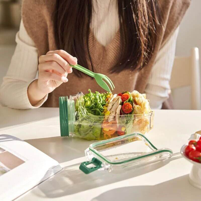 Portable Plastic Salad Pod All-In-One Container Leak Proof