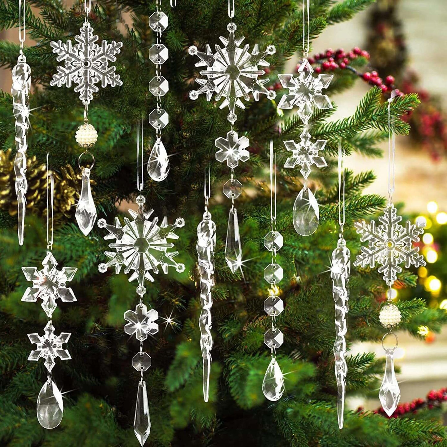 10pcs acrylic Christmas tree hanging ornaments
