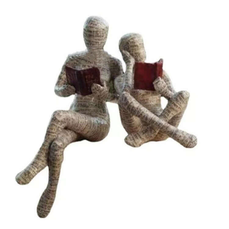 Home Decor Reading Woman Thinker Resin Statue - Elegant 