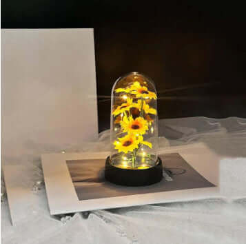  Christmas Decoration Rose Flower in Glass LED Light