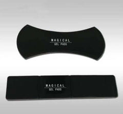 Two multifunctional gel pads in black, labeled 'Magical Gel Pads', ideal for phone holding and wall attachment.