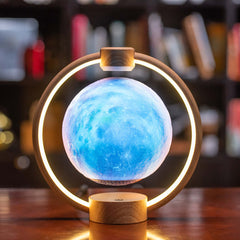 Maglev Moon Light with 3D stereo sound and colorful glare. A DIY Bluetooth lamp that floats and spins—perfect for mood lighting or a unique gift.