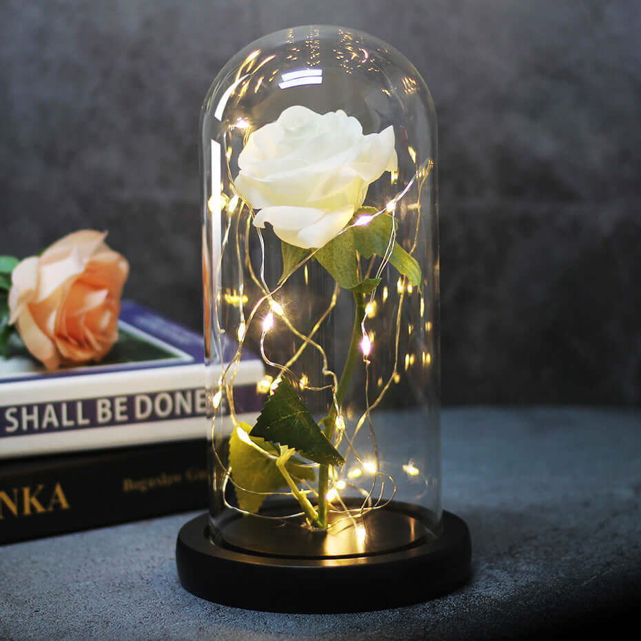  Christmas Decoration Rose Flower in Glass LED Light