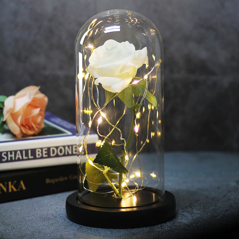 Enchanted Forever Rose Flower in Glass with LED Light
