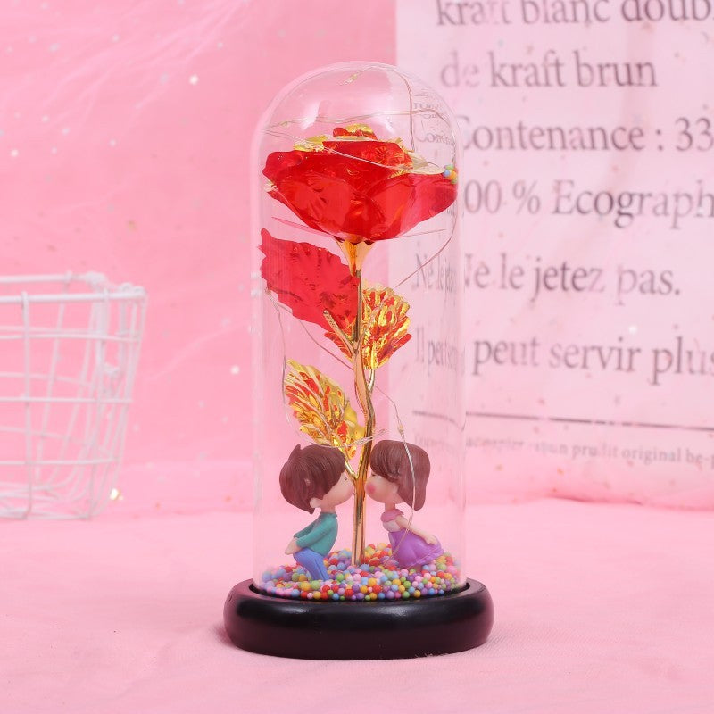 Enchanted Forever Rose Flower in Glass with LED Light