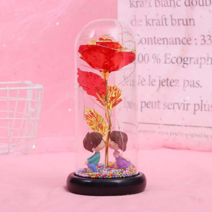  Christmas Decoration Rose Flower in Glass LED Light