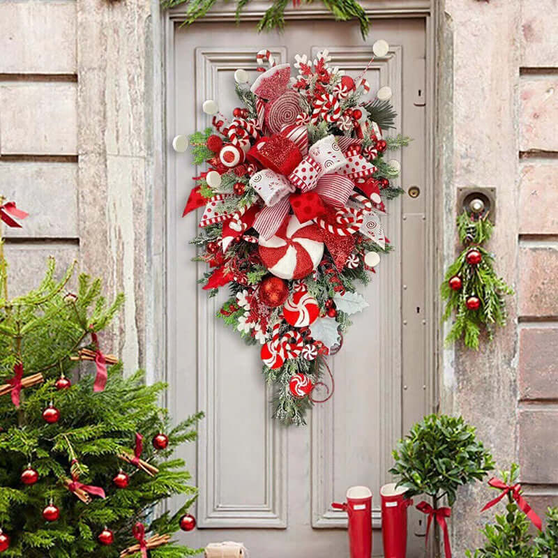 Christmas Wreath Candy Upside Down Tree Garland 