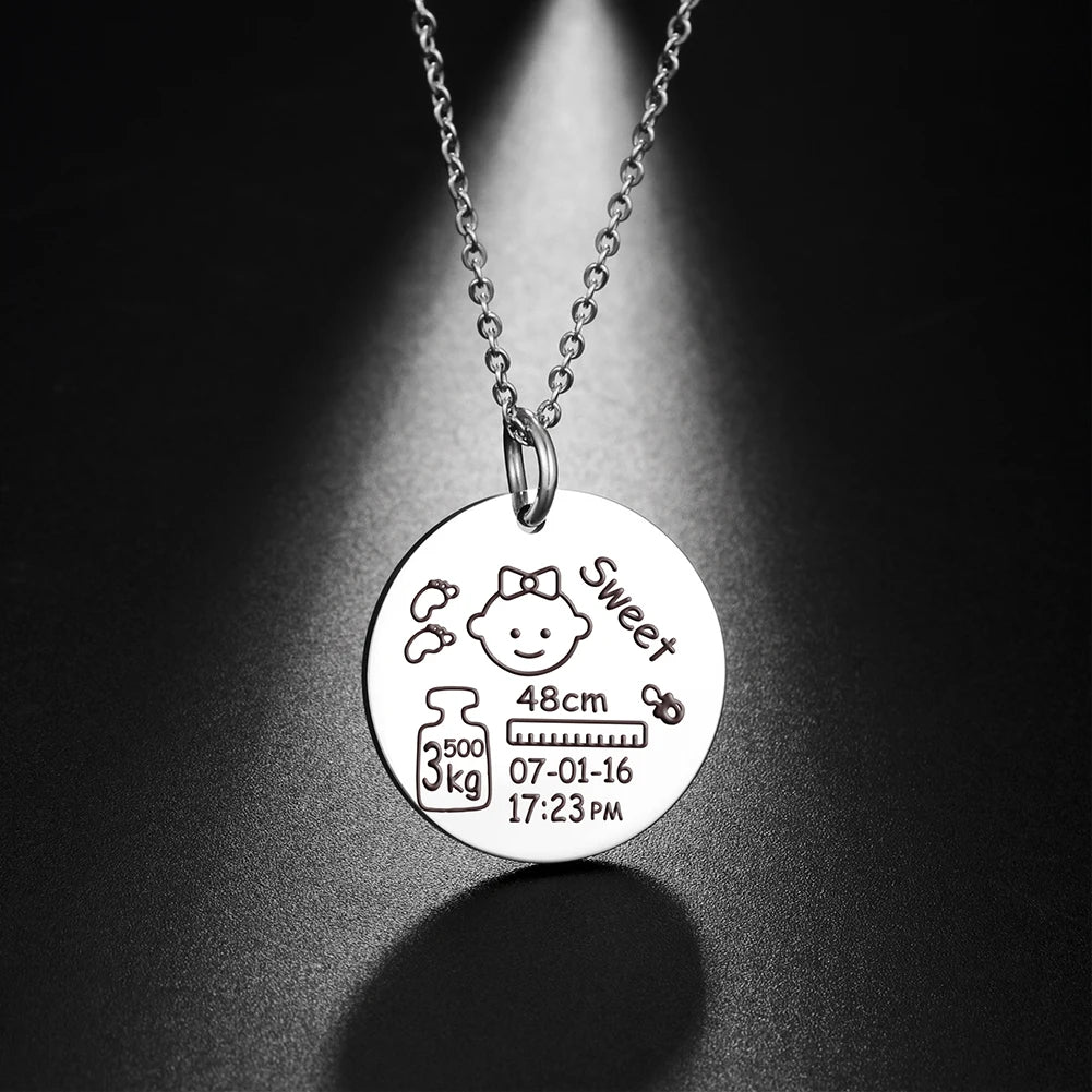 Personalized Necklace Custom Baby Name Child Kid Birth Gift For Women New Born Mother Father Day Mom Dad Stainless Steel Jewelry