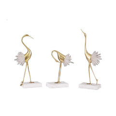 Luxury White Crane Ornament with Crystal and Marble Details