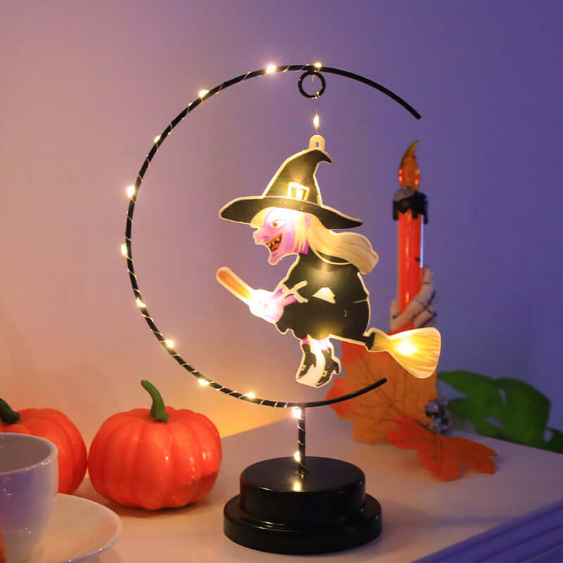 Led Halloween Wrought Iron Witch Modeling Lamp Atmosphere 