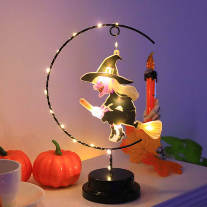 Led Halloween Wrought Iron Witch Modeling Lamp Atmosphere 