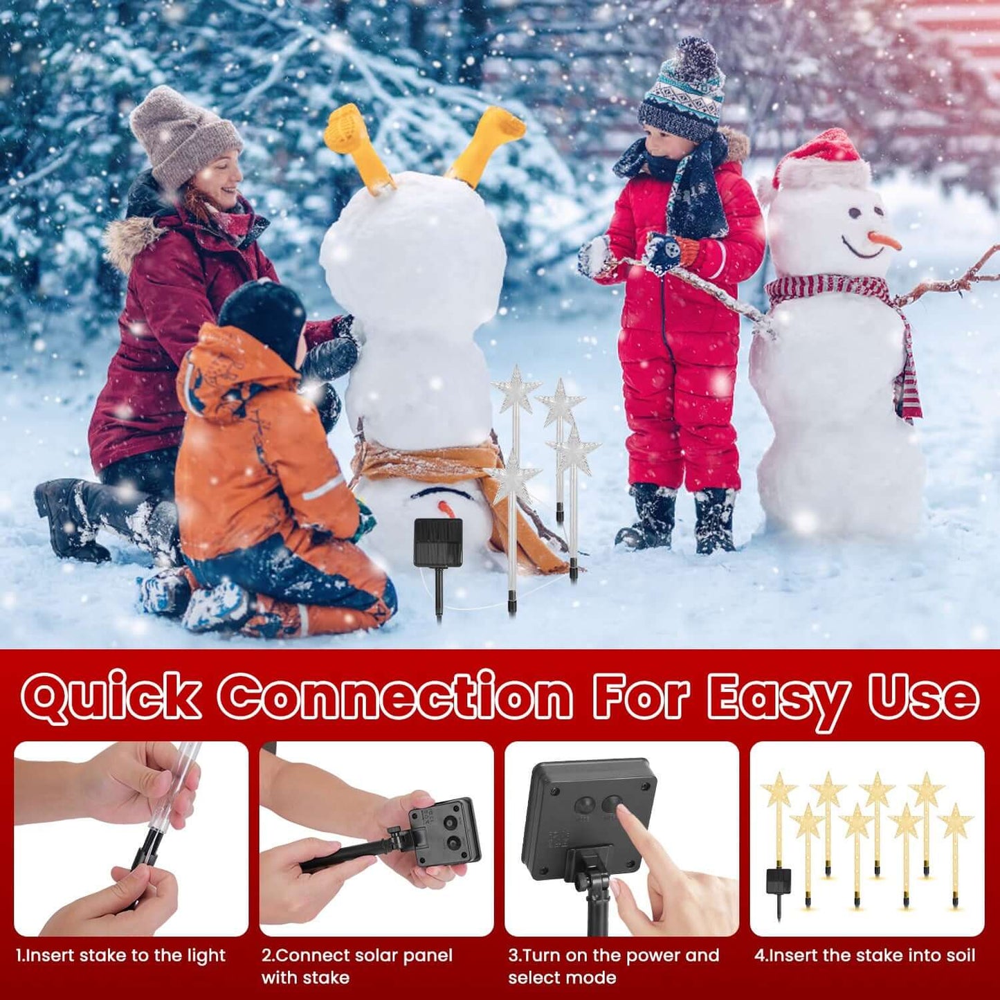 Christmas Solar Stake Lights 8Pack Star Path Lights