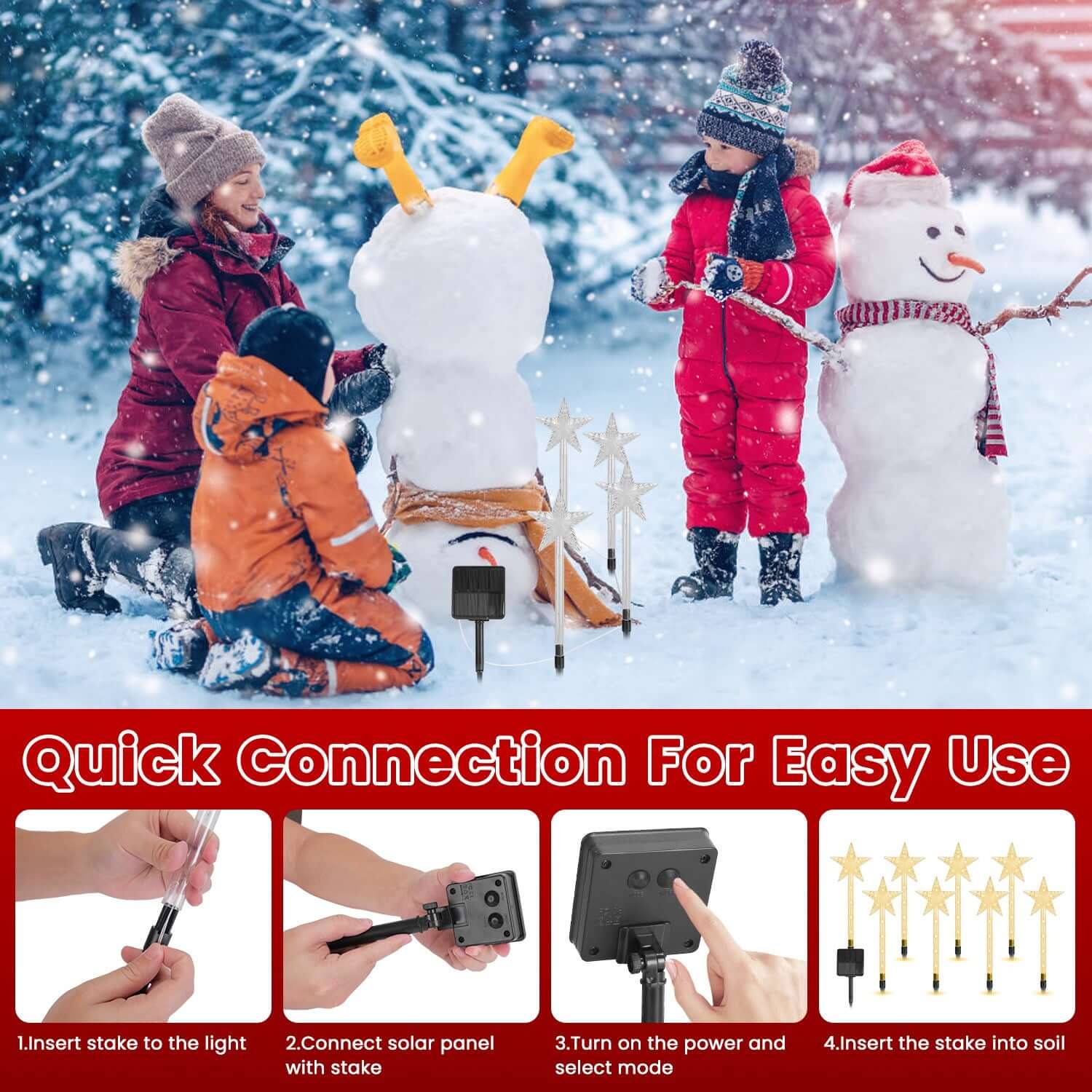 Christmas Solar Stake Lights 8Pack Star Path Lights