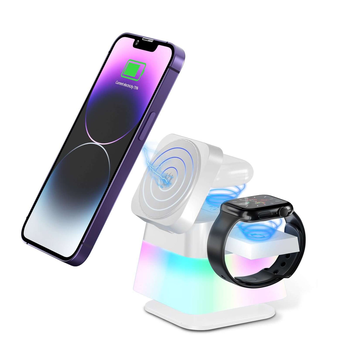 4 in1 Wireless Charger Stand Rotatable Colorful Light