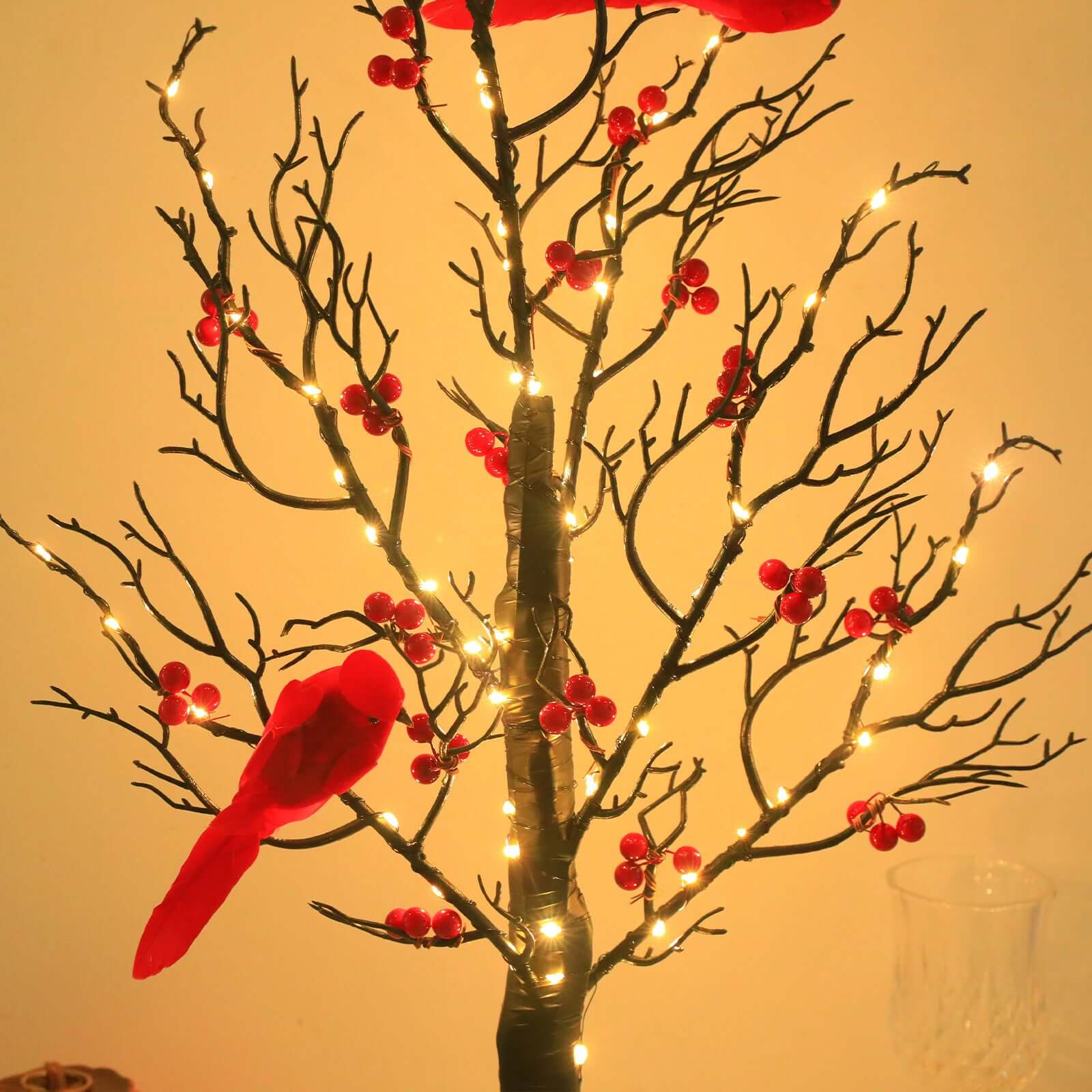 Luminous Red Bird Winding Tree Lamp Holiday Decor