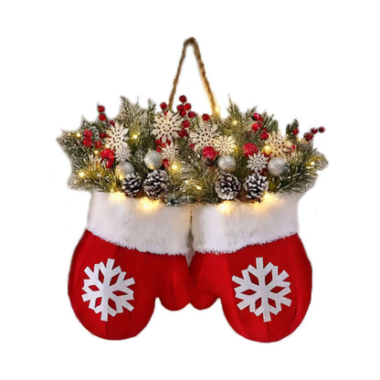 Christmas Glove Flower Wreath Door Decoration