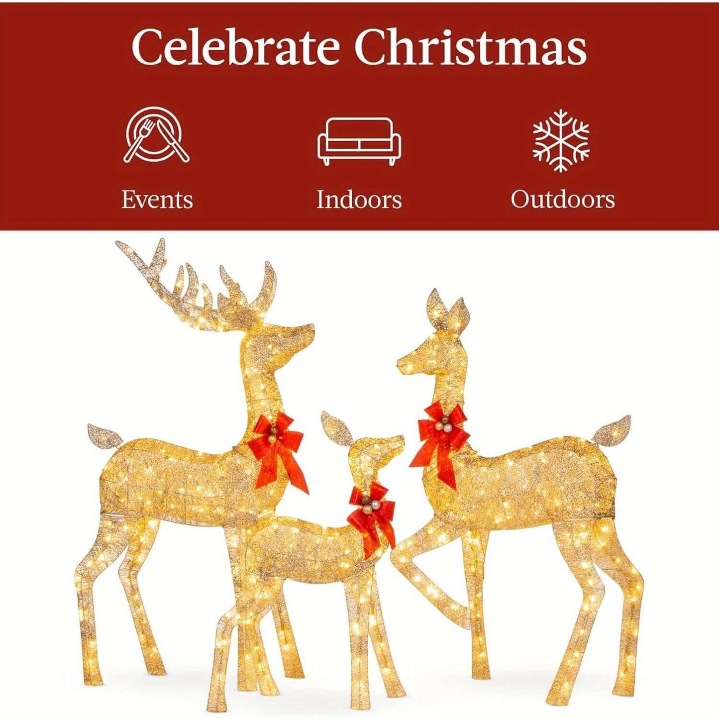 Golden Christmas Reindeer Decorations