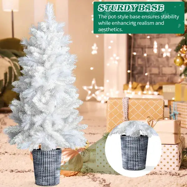 4 FT White Artificial Christmas Tree With Pot Stand