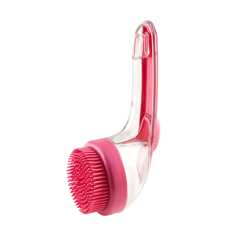 Long handle pet bath brush with soft bristles for gentle grooming and cleaning for dogs and cats.