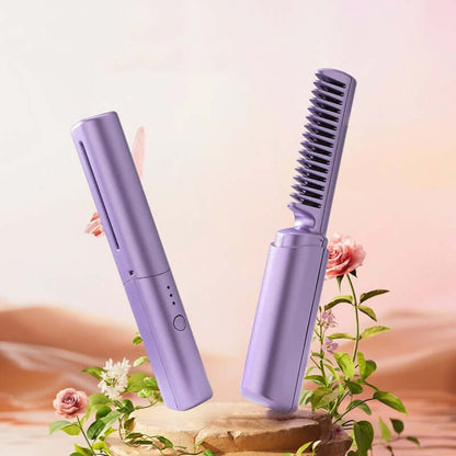 Professional Wireless Hair Straightener Curler Comb Heating