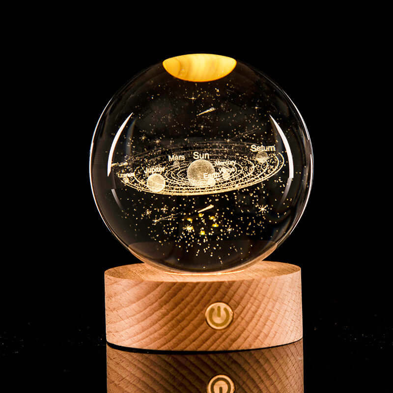 The Luminous Galaxy Crystal Ball features 3D laser-carved galaxies for a magical decor piece that glows—ideal for gifts, desks, or nightstands.