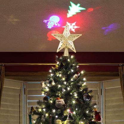 Christmas Tree Top Light Star Snowflake Shape LED Laser 