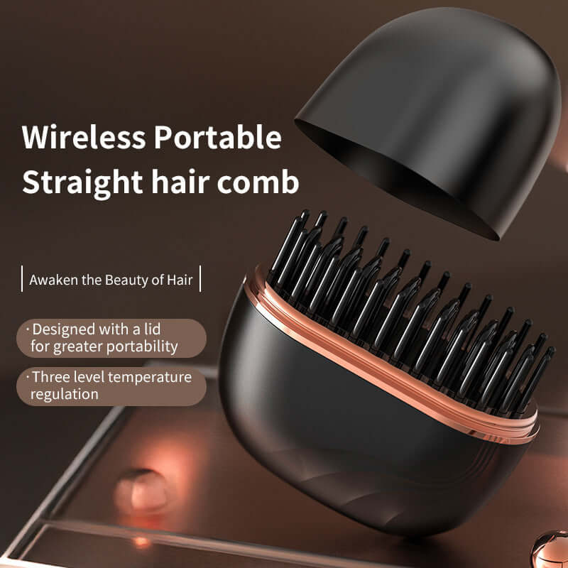 Mini Hair Straightening Comb Wireless Charging Portable 