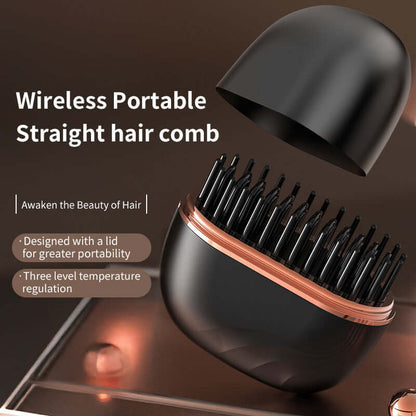 Mini Hair Straightening Comb Wireless Charging Portable 
